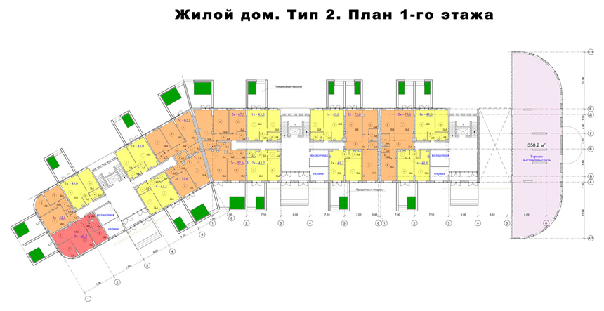  Концепция развития территории западной части г. Пионерский Калининградской области. Жилой дом. Тип 2. План 1-го этажа
